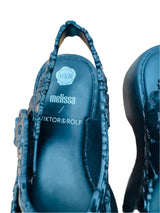 Pre-Owned Melissa + Viktor & Rolf Black Blossom Jelly Sandals