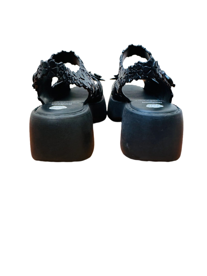 Pre-Owned Melissa + Viktor & Rolf Black Blossom Jelly Sandals