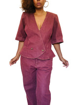 Vintage Emanuel Ungaro Burgundy Denim Suit Set
