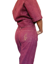 Vintage Emanuel Ungaro Burgundy Denim Suit Set