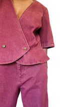 Vintage Emanuel Ungaro Burgundy Denim Suit Set