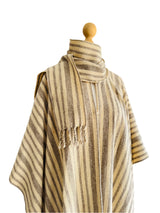 Vintage Striped Wool Serape Style Shawl