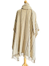 Vintage Striped Wool Serape Style Shawl