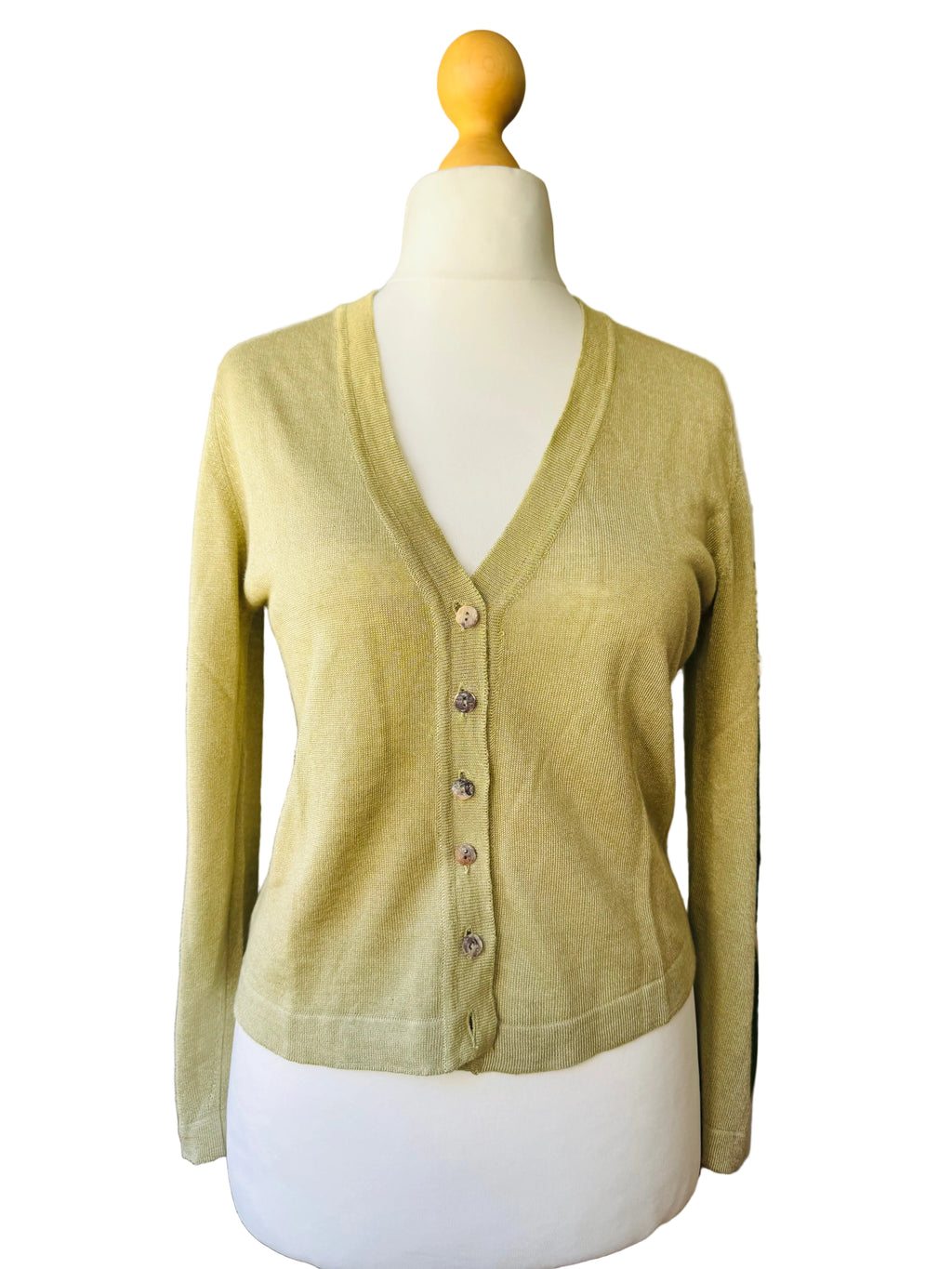Vintage Yves Saint Laurent Beige Fitted V-Neck Cardigan – Neutral