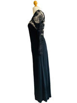 Vintage Loris Azzaro Black Jersey Dress w/Lace Accents