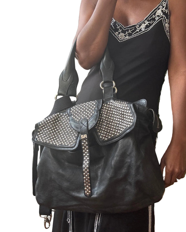 Sonia Rykiel Studded Black Leather Biker Bag – Neutral Ground