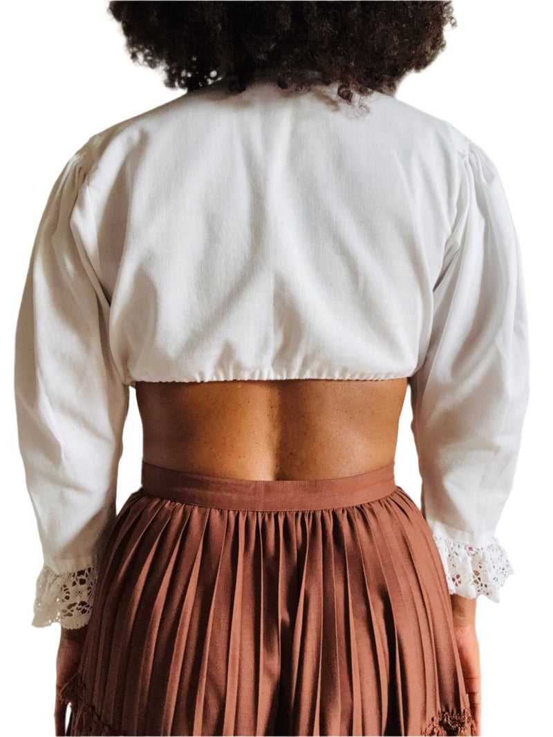 Vintage German Cropped Lace Trimmed Top