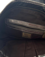 Kooba Black Leather Fan Clutch Bag w/Silver Trim