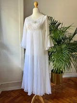 Vintage White Pleated Lace Trimmed Nightgown