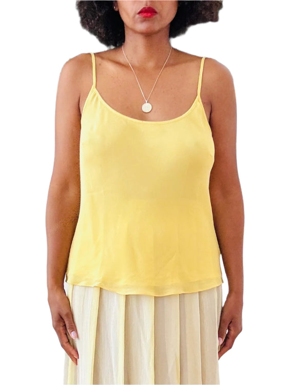 Y2K Vintage Ungaro Yellow Silk Chiffon Tank Top