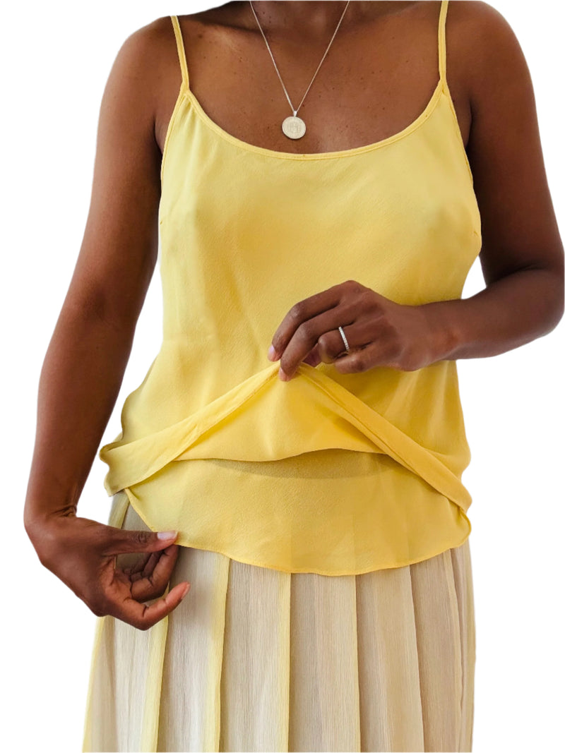 Y2K Vintage Ungaro Yellow Silk Chiffon Tank Top