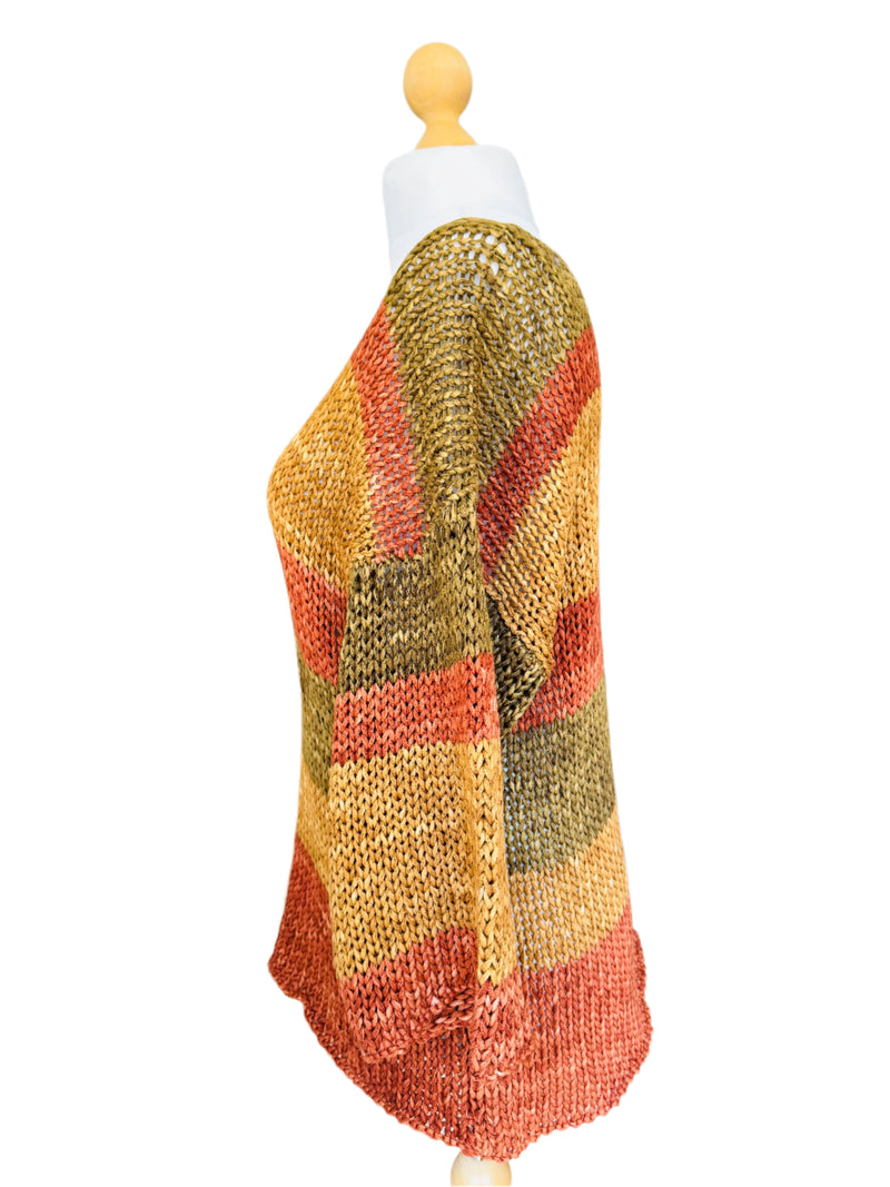 1990s Vintage Jil Sander Striped Earthtone Sweater