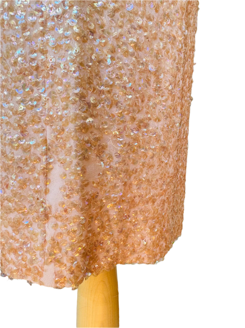 1960's Blush Pink Iridescent Sequin Cocktail Dress