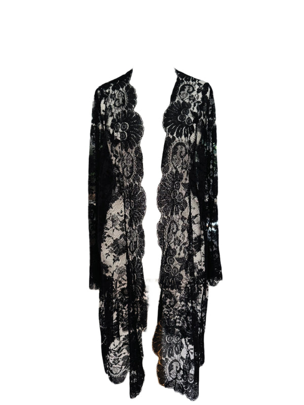 Black Lace Kimono Robe