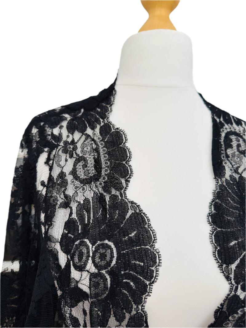 Black Lace Kimono Robe