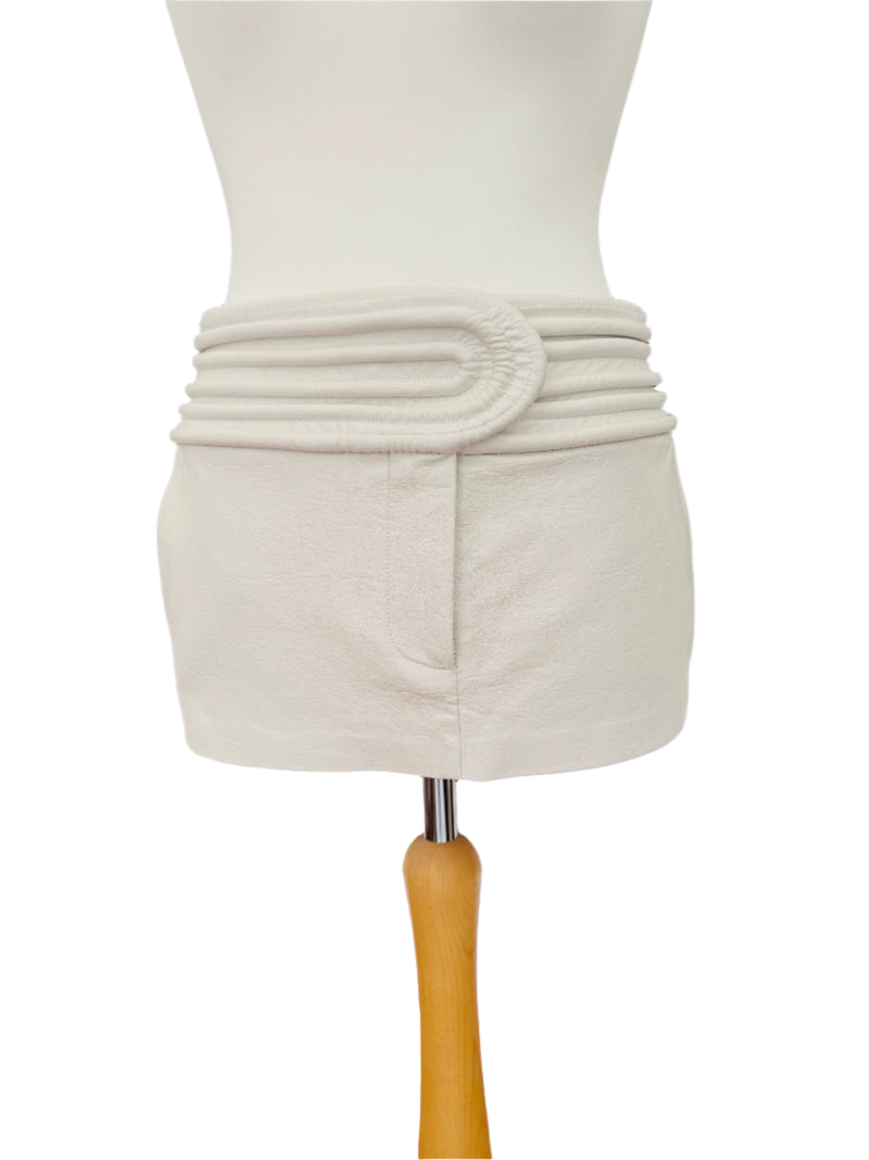 Future Vintage Simon Miller White Leather Micro Mini Skirt
