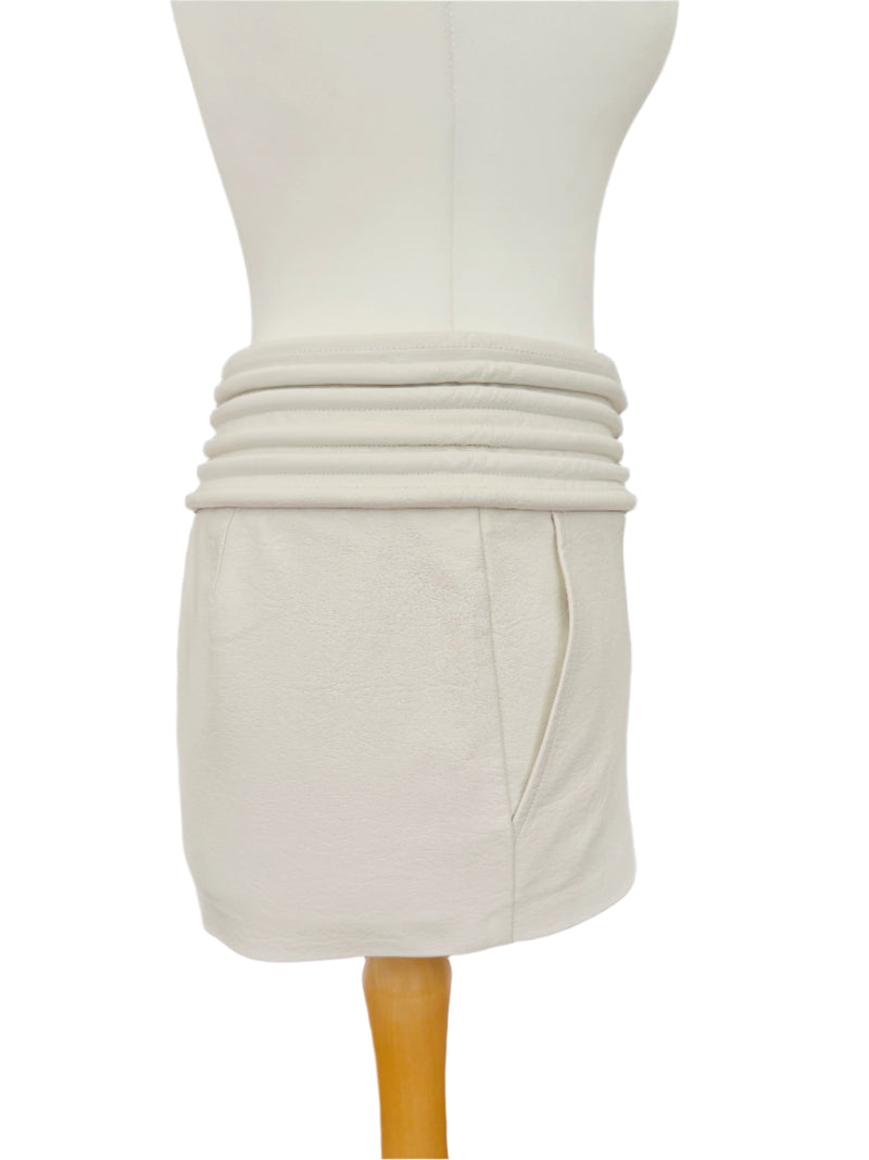 Future Vintage Simon Miller White Leather Micro Mini Skirt