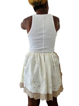 Upcycled Embroidered Cotton Strapless Top/Skirt