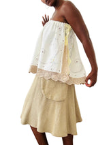 Upcycled Embroidered Cotton Strapless Top/Skirt