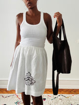 Upcycled Vintage White Embroidered Cotton Skirt