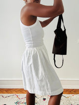 Upcycled Vintage White Embroidered Cotton Skirt