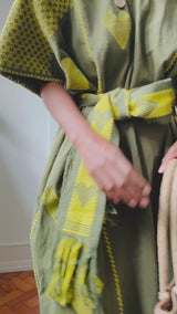 Pre-Owned Pippa Holt embroidered Cotton Huipil Caftan w/Belt