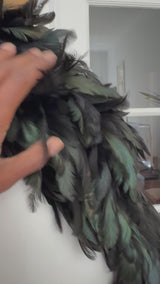 Vintage Black Coque Rooster Feather Boa