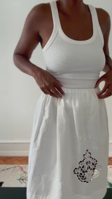 Upcycled Vintage White Embroidered Cotton Skirt