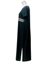 Vintage Black Linen Long Shift Dress
