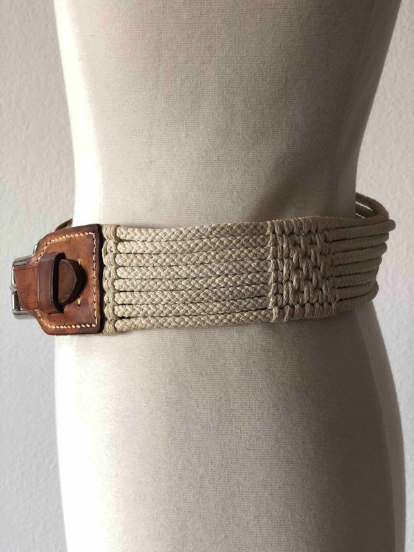 1980's Andres Courégges Canvas Rope and Leather Belt