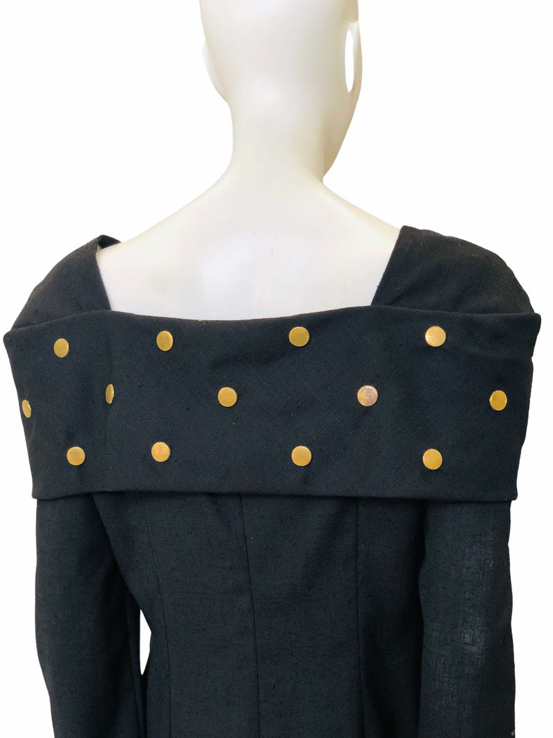 1980's Black Top w/Gold Studded Yoke and Dome Buttons