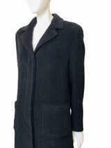Vintage Bill Blass Black Nubbly Alpaca/Wool Coat