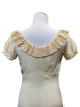 1930's Ivory Silk Empire Waist Lace Trimmed Gown