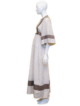 1960's Young Innocents by Arpeja Ivory and Brown Bohemian Floral Prairie Dress