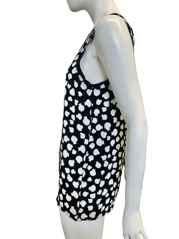 Vintage Yves Saint Laurent Black And White Shell Print Tank Top