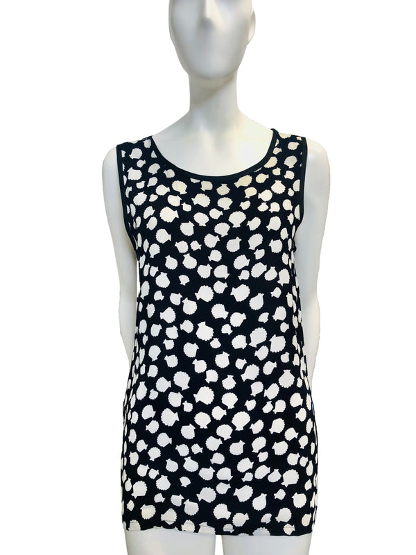 Vintage Yves Saint Laurent Black And White Shell Print Tank Top